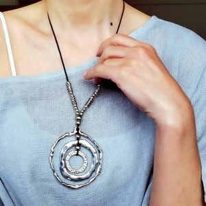 Boho style silver necklace